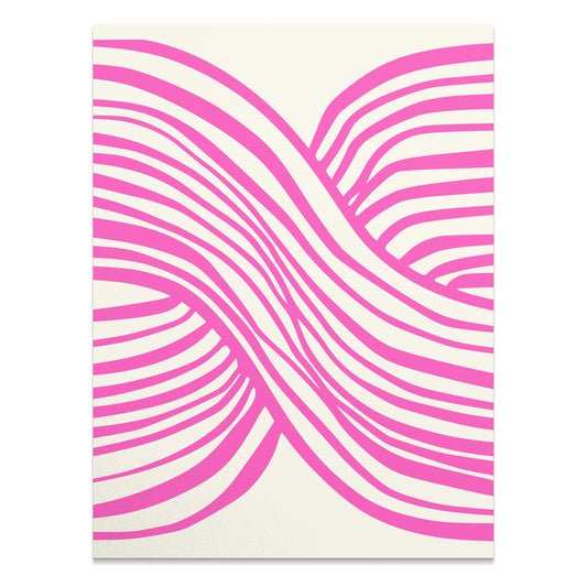 Premium Poster of Vibrant Abstract Pink and White Wave Design Posters