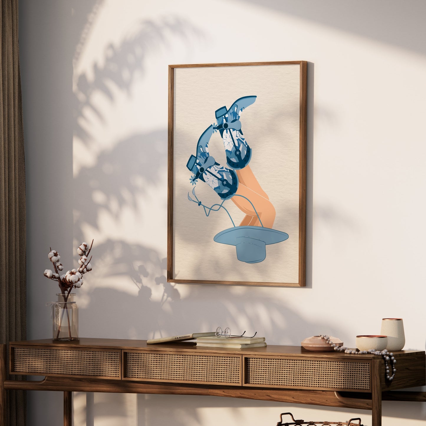 Premium Poster of Vibrant Art of Upside Down Cowboy Boots Posters