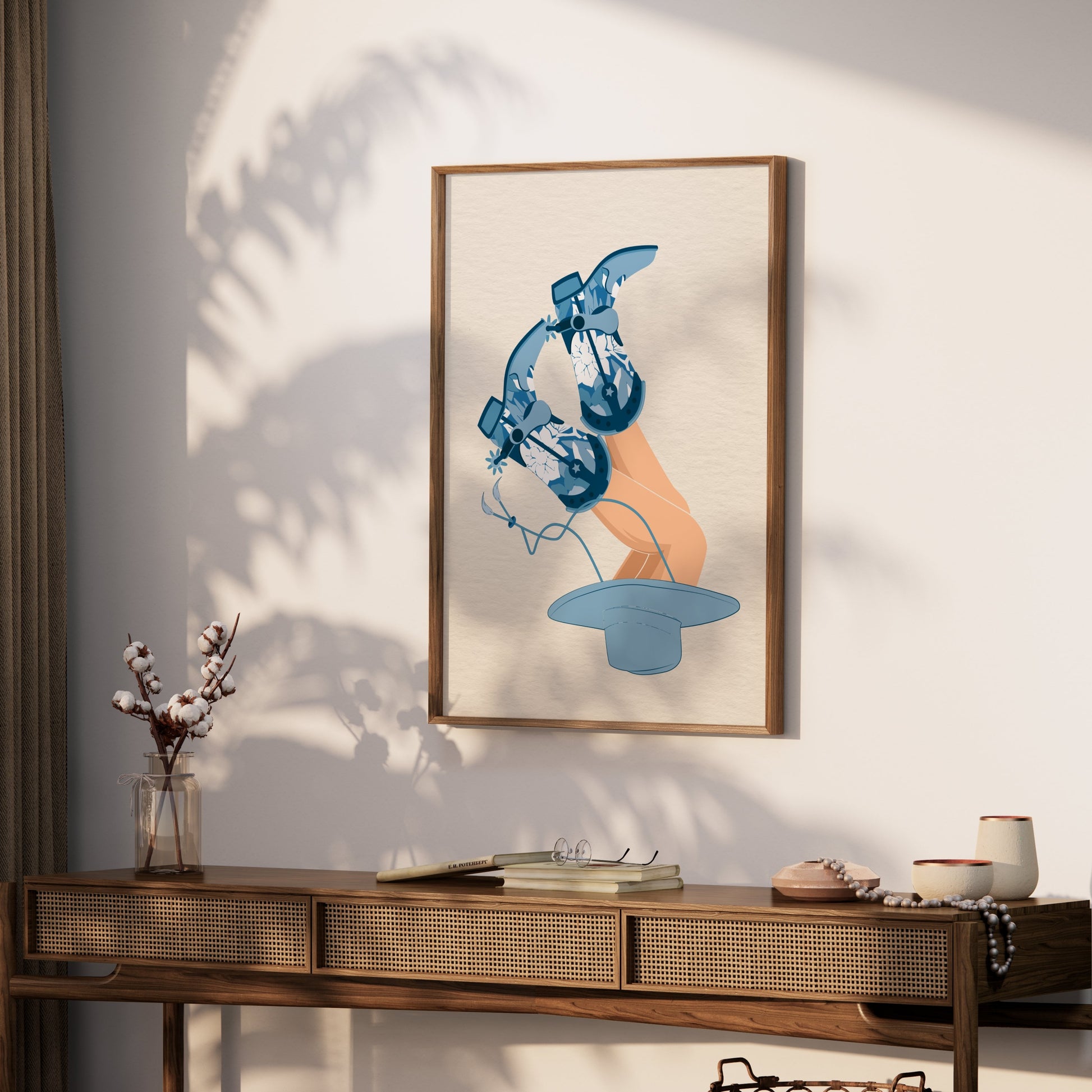 Premium Poster of Vibrant Art of Upside Down Cowboy Boots Posters