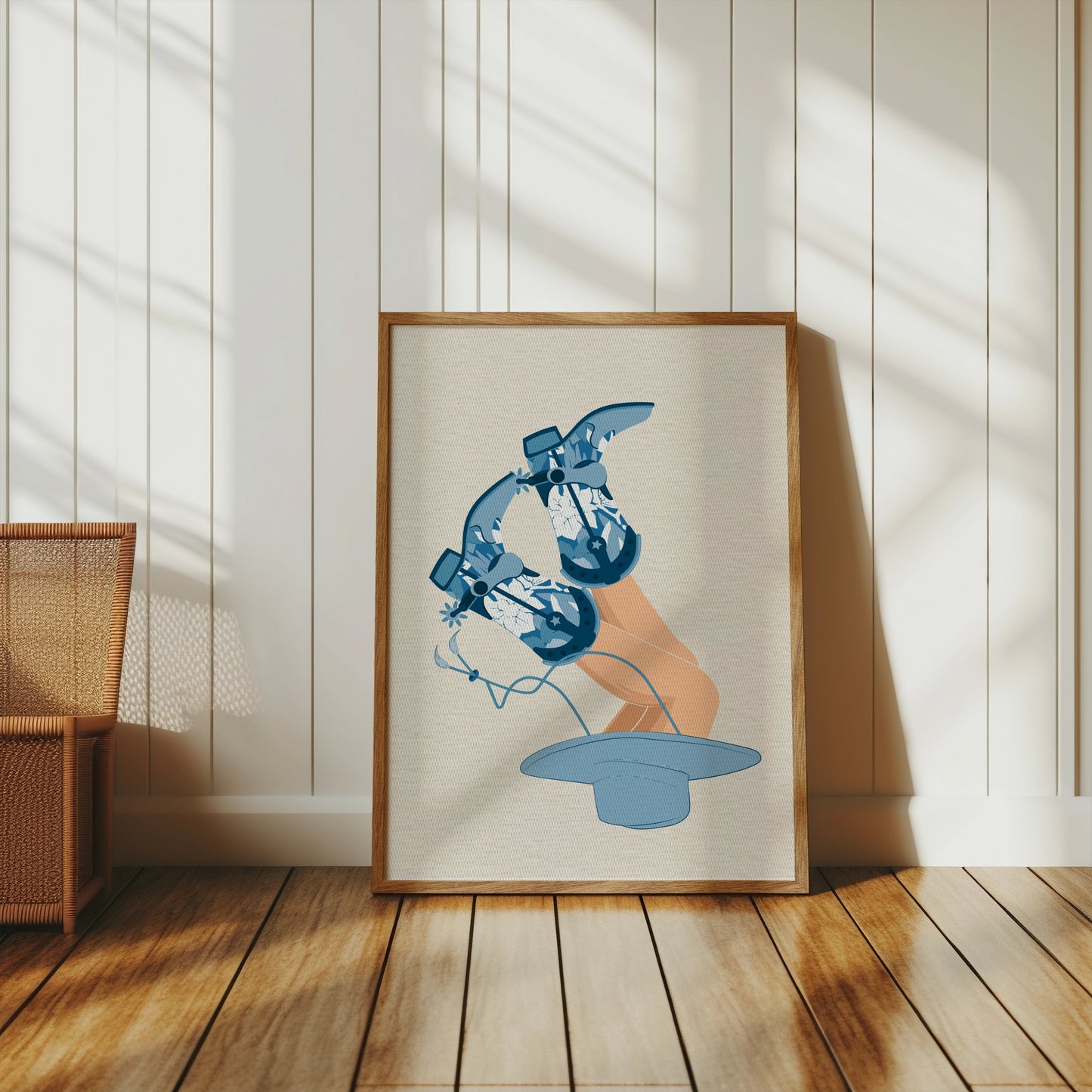 Premium Poster of Vibrant Art of Upside Down Cowboy Boots Posters