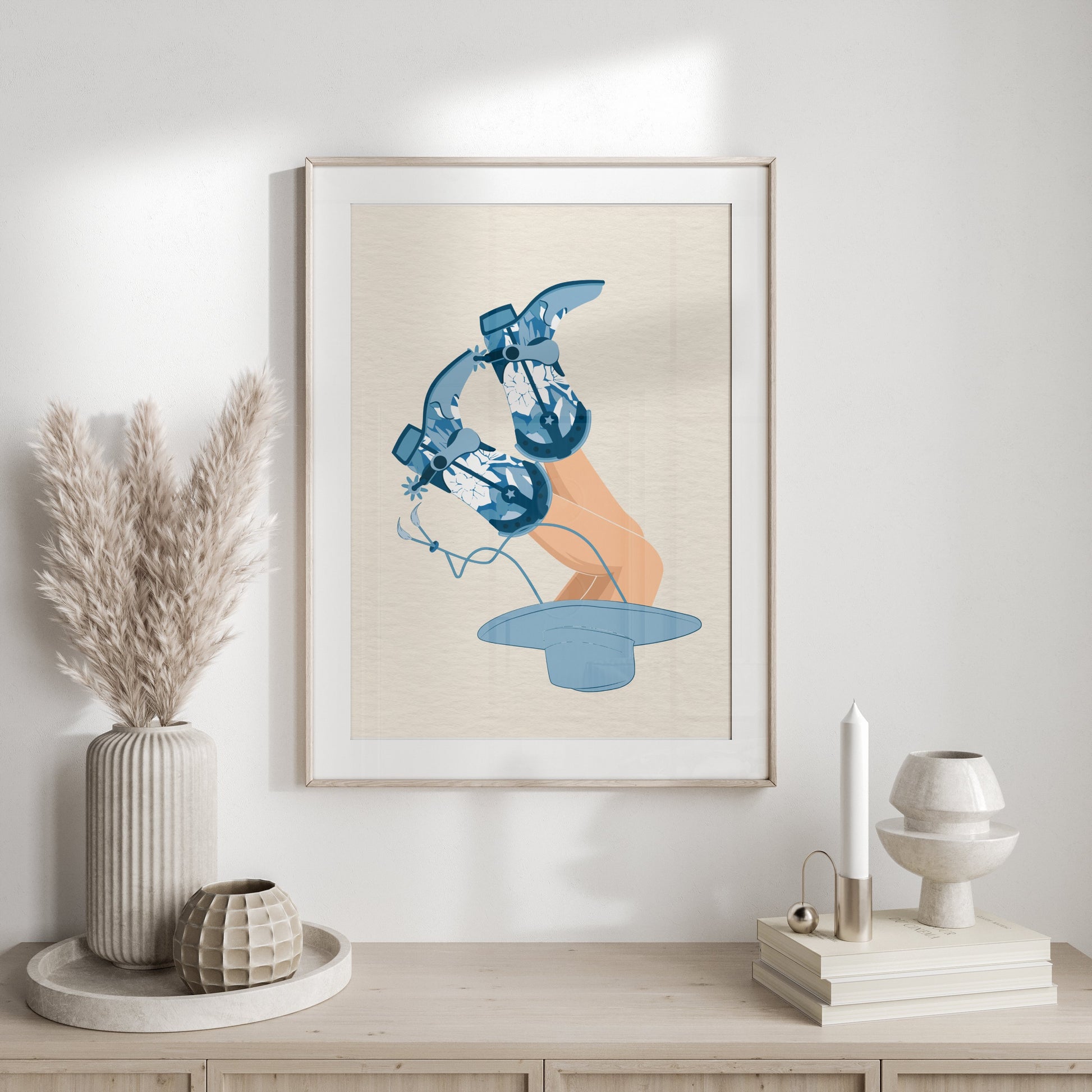 Premium Poster of Vibrant Art of Upside Down Cowboy Boots Posters