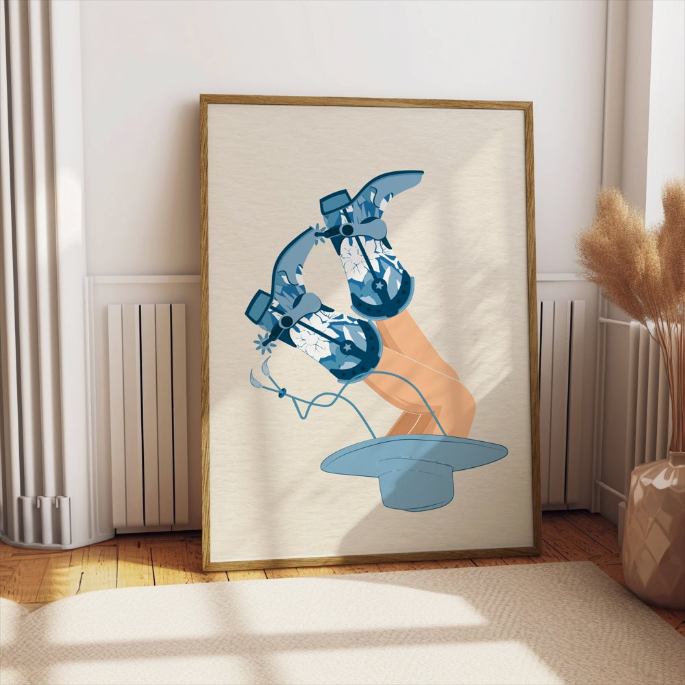 Premium Poster of Vibrant Art of Upside Down Cowboy Boots Posters
