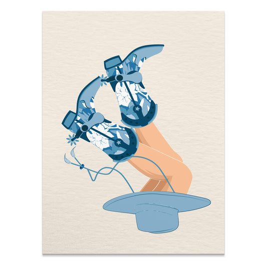Premium Poster of Vibrant Art of Upside Down Cowboy Boots Posters