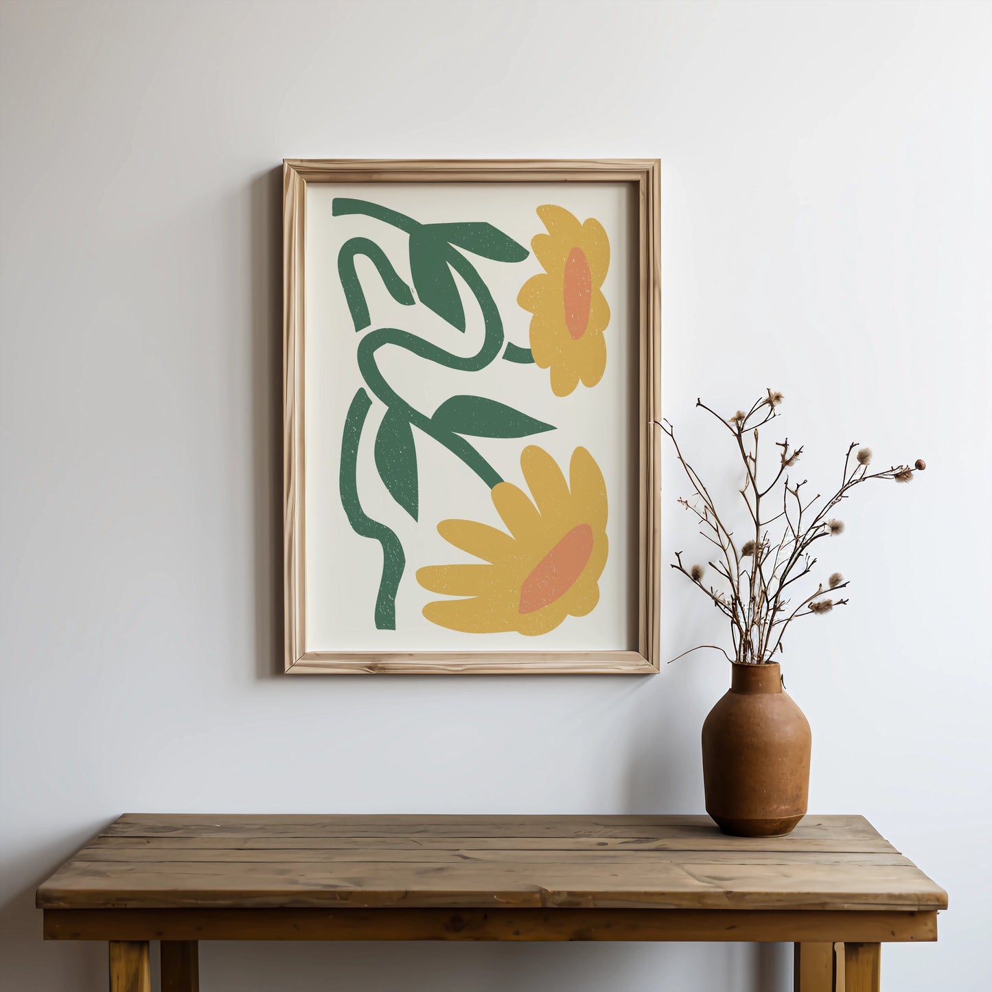 Premium Poster of Vibrant Artistic Floral Design with Yellow Blossoms Posters