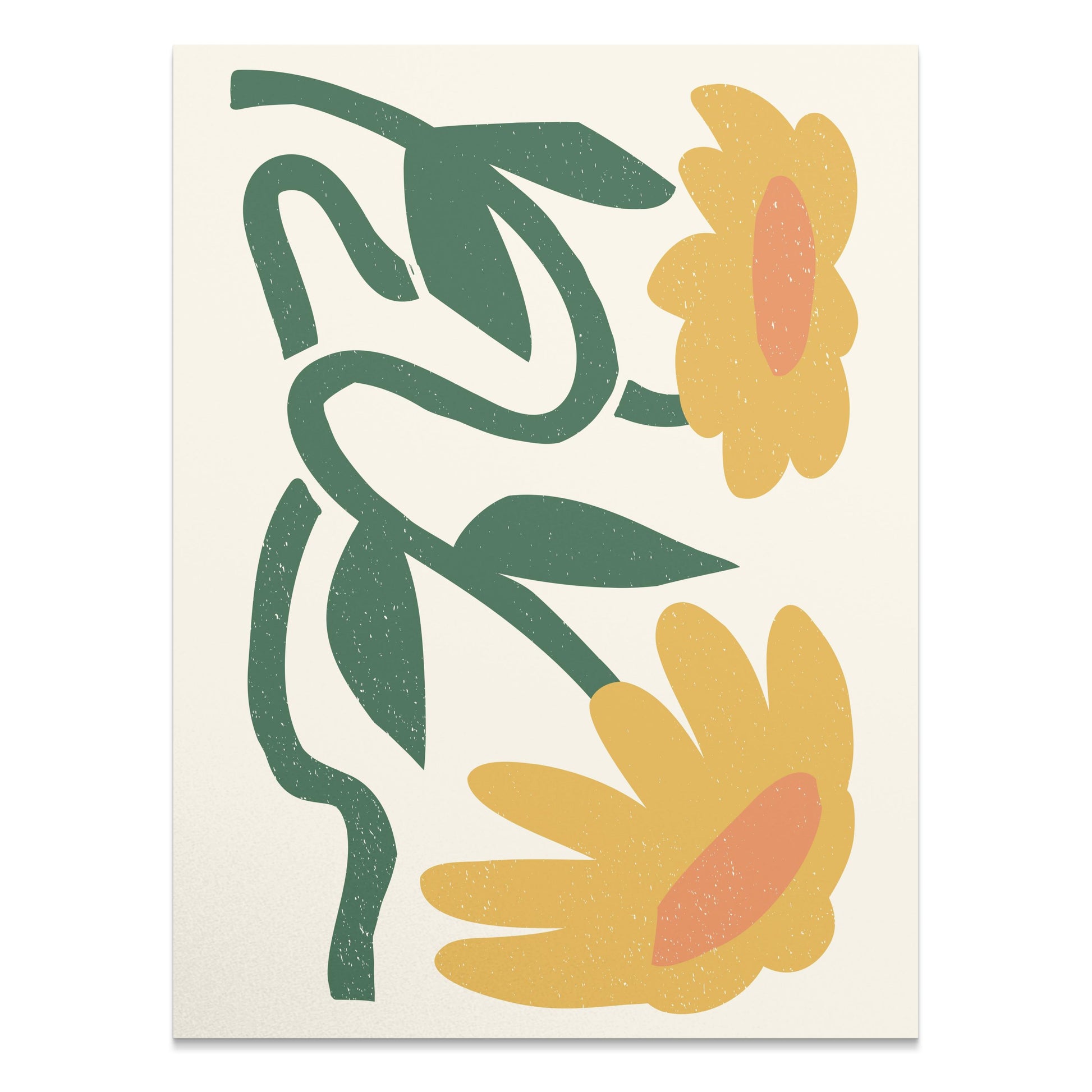 Premium Poster of Vibrant Artistic Floral Design with Yellow Blossoms Posters