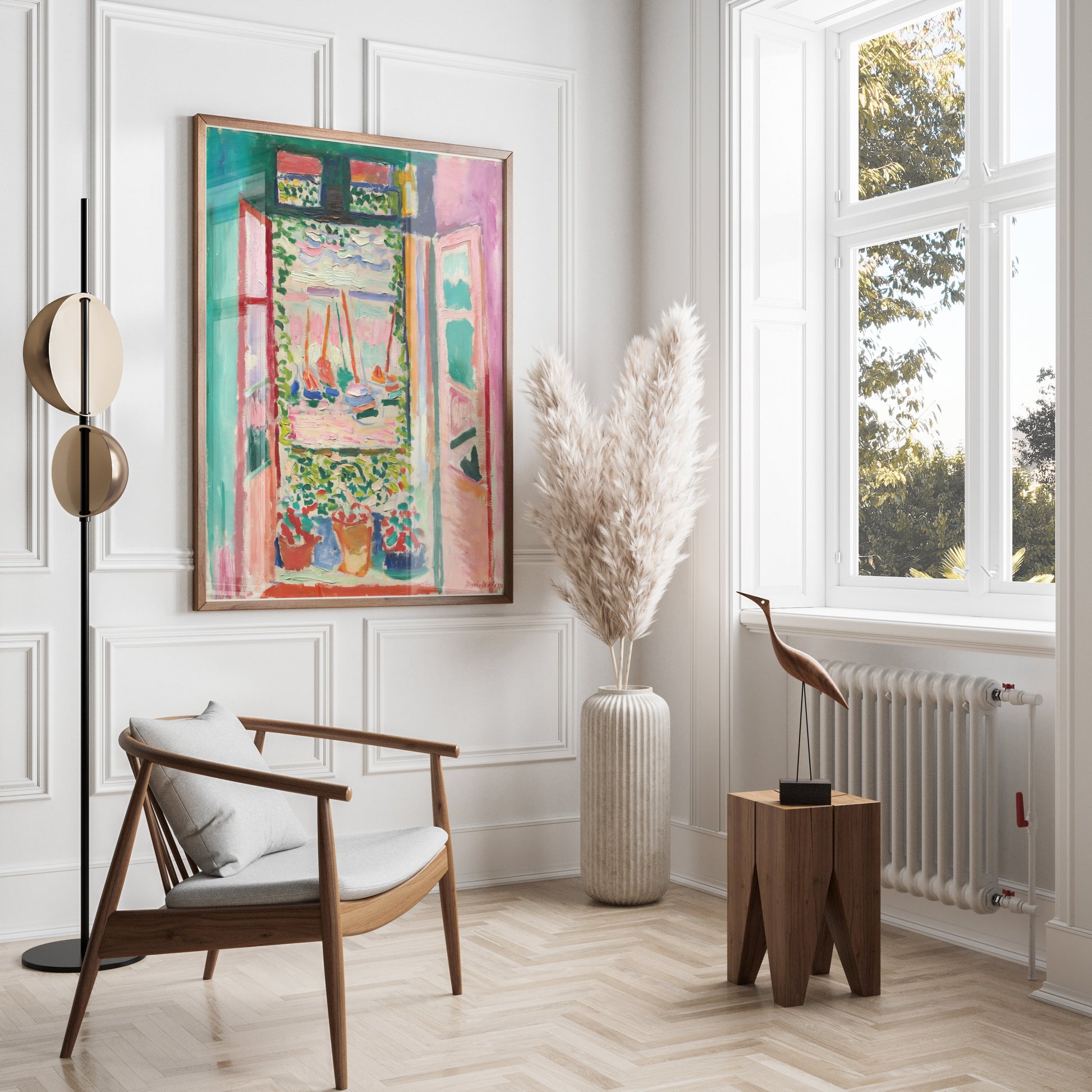Premium Poster of Vibrant Artistic Open Window View Sailboats Posters