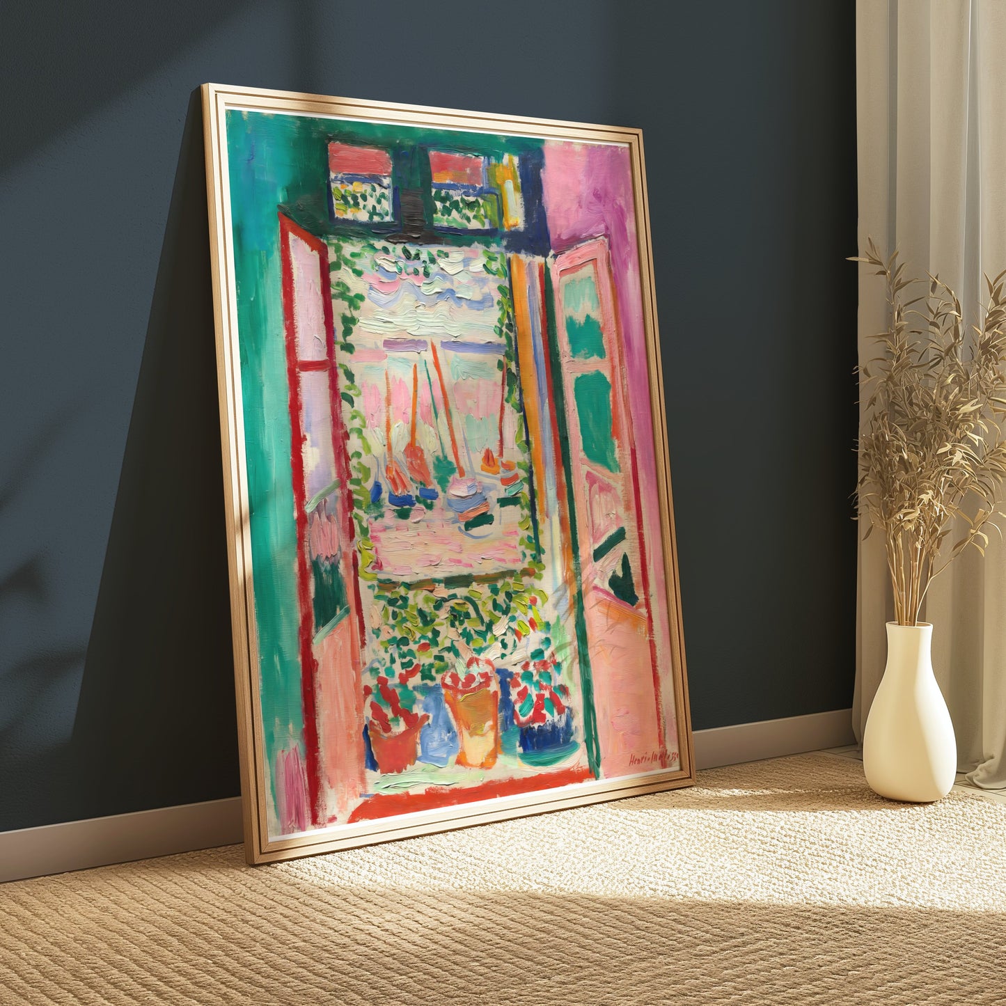 Premium Poster of Vibrant Artistic Open Window View Sailboats Posters