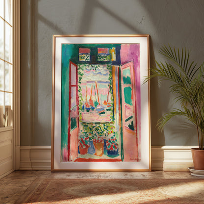 Premium Poster of Vibrant Artistic Open Window View Sailboats Posters