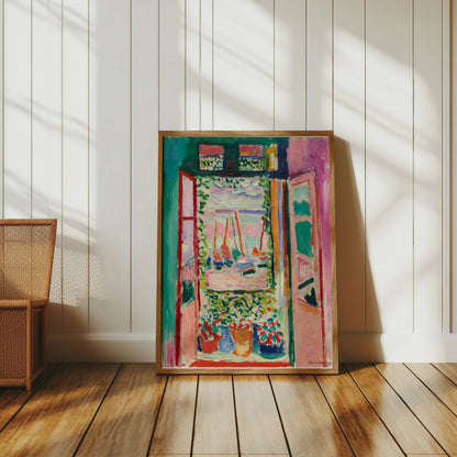 Premium Poster of Vibrant Artistic Open Window View Sailboats Posters