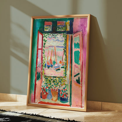 Premium Poster of Vibrant Artistic Open Window View Sailboats Posters