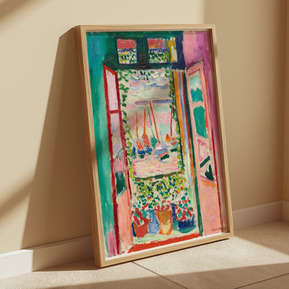 Premium Poster of Vibrant Artistic Open Window View Sailboats Posters