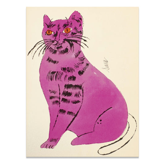 Premium Poster of Vibrant Artwork of a Purple Cat with Orange Eyes Posters