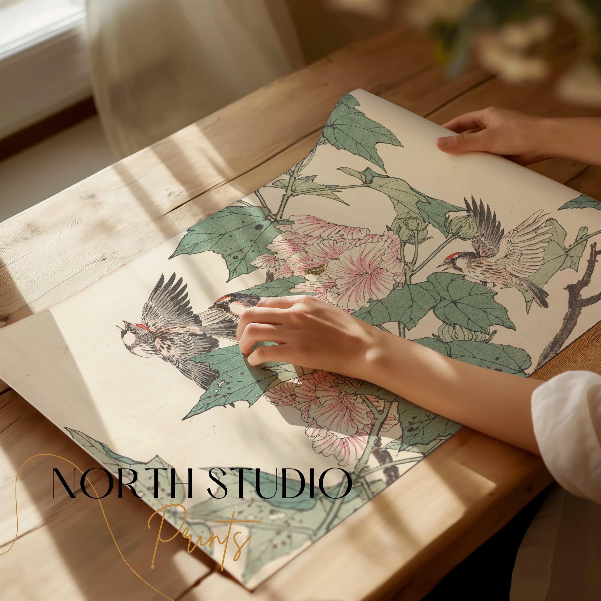 Premium Poster of Vibrant Bird and Flower Art Print Nature Posters