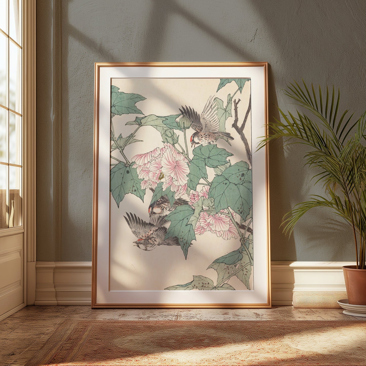 Premium Poster of Vibrant Bird and Flower Art Print Nature Posters