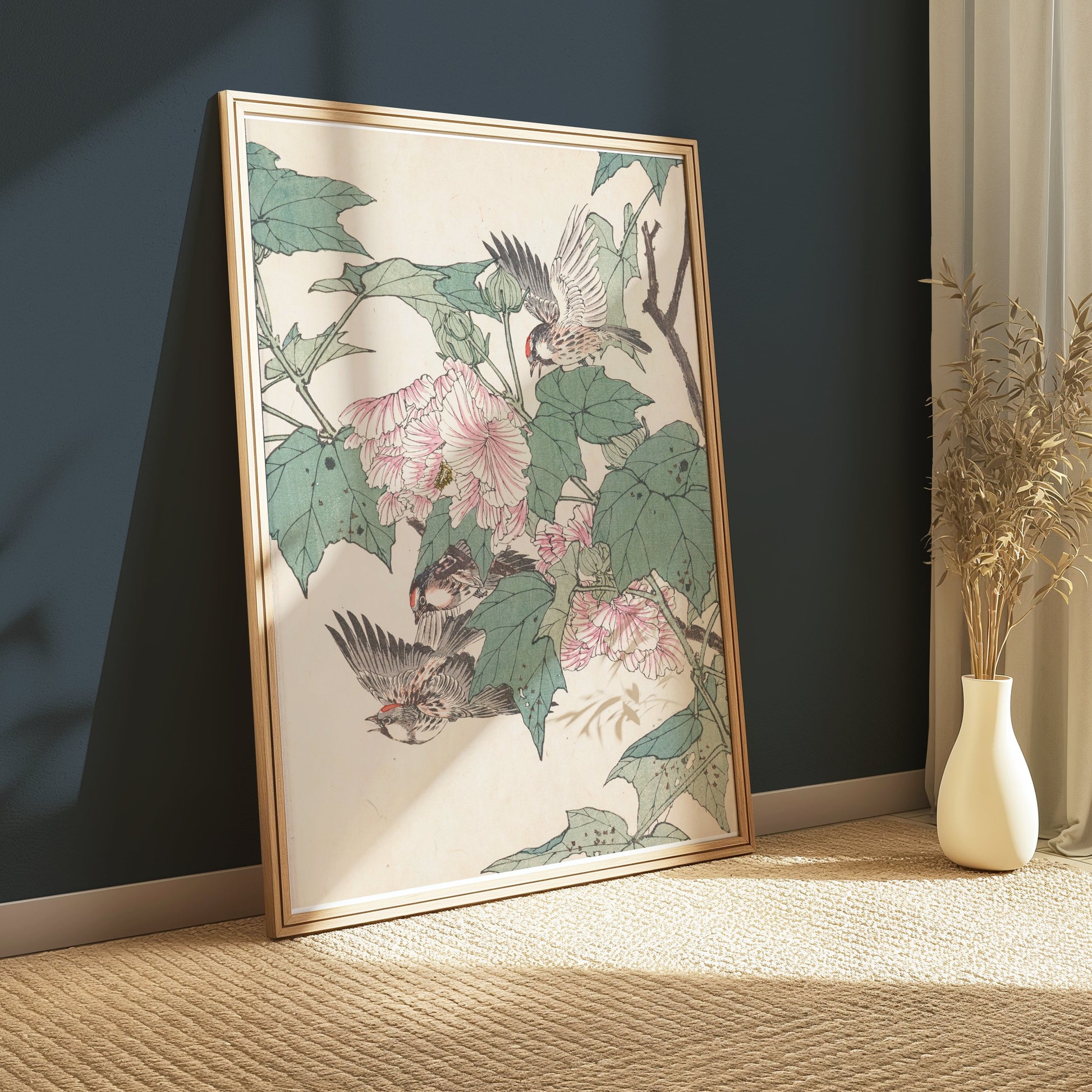 Premium Poster of Vibrant Bird and Flower Art Print Nature Posters