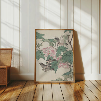 Premium Poster of Vibrant Bird and Flower Art Print Nature Posters