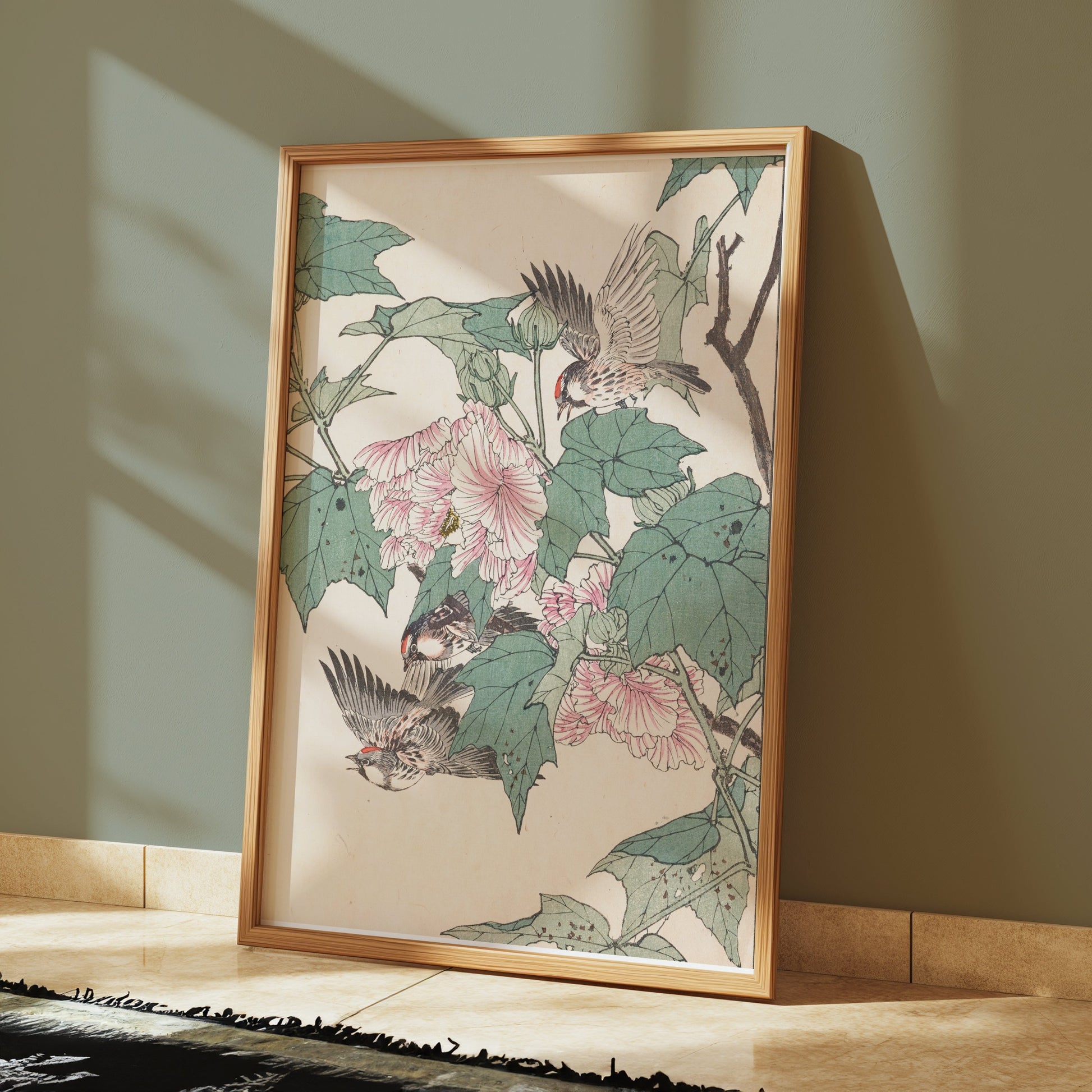 Premium Poster of Vibrant Bird and Flower Art Print Nature Posters