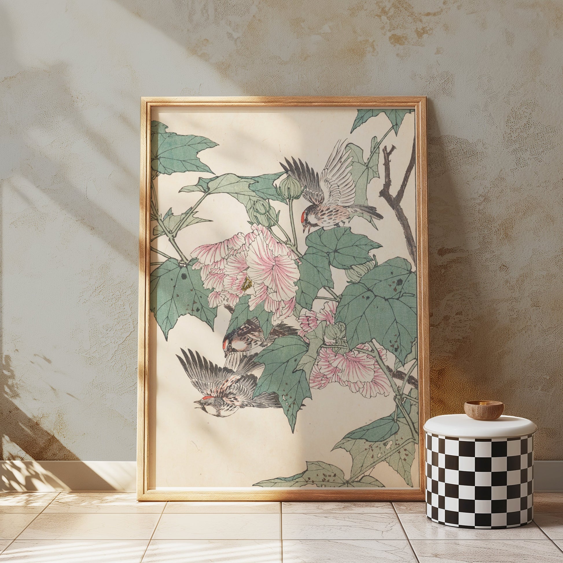 Premium Poster of Vibrant Bird and Flower Art Print Nature Posters