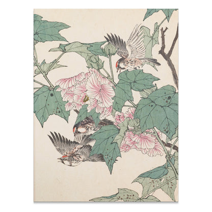 Premium Poster of Vibrant Bird and Flower Art Print Nature Posters