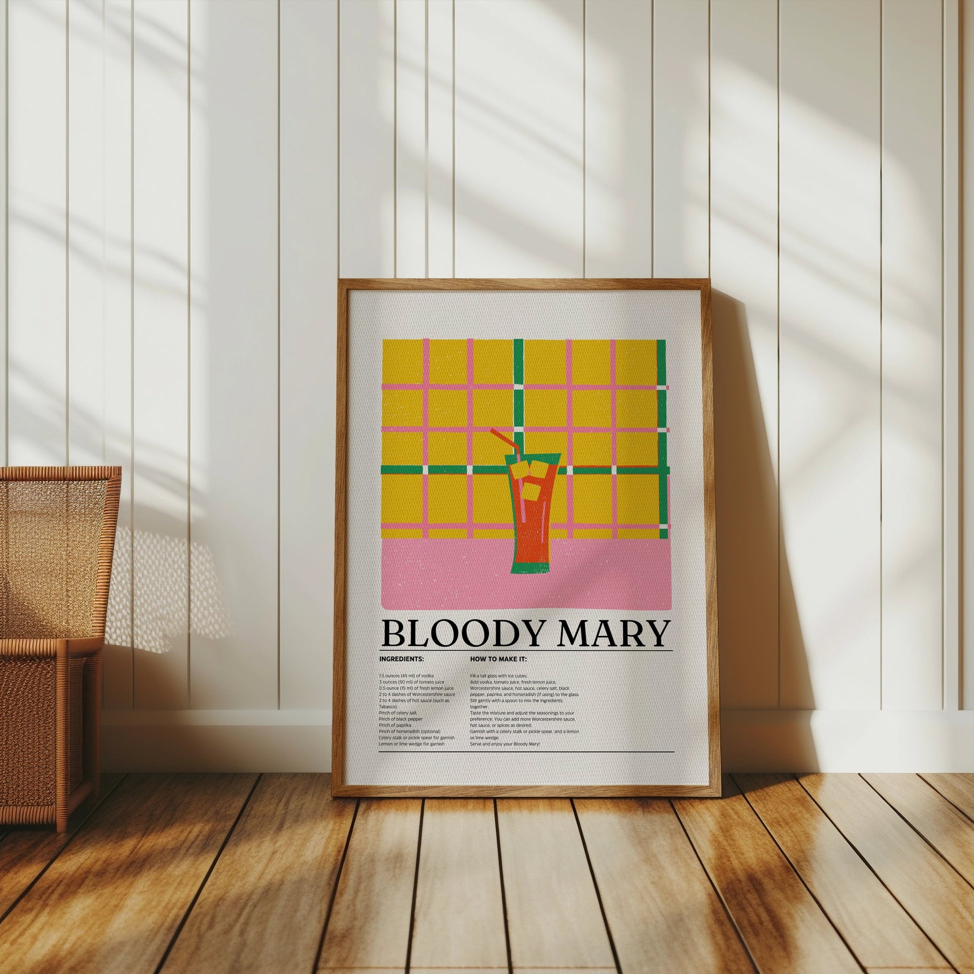 Premium Poster of Vibrant Bloody Mary Recipe Kitchen Wall Art Posters