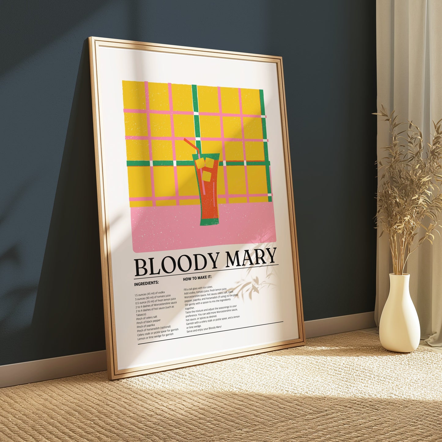 Premium Poster of Vibrant Bloody Mary Recipe Kitchen Wall Art Posters