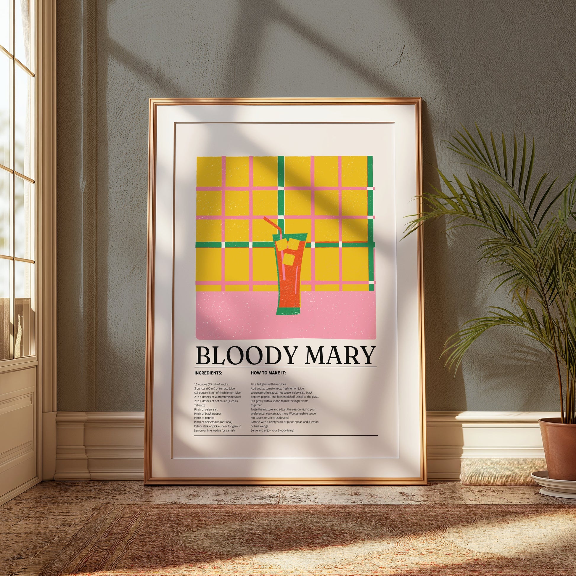 Premium Poster of Vibrant Bloody Mary Recipe Kitchen Wall Art Posters