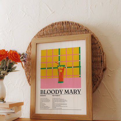 Premium Poster of Vibrant Bloody Mary Recipe Kitchen Wall Art Posters