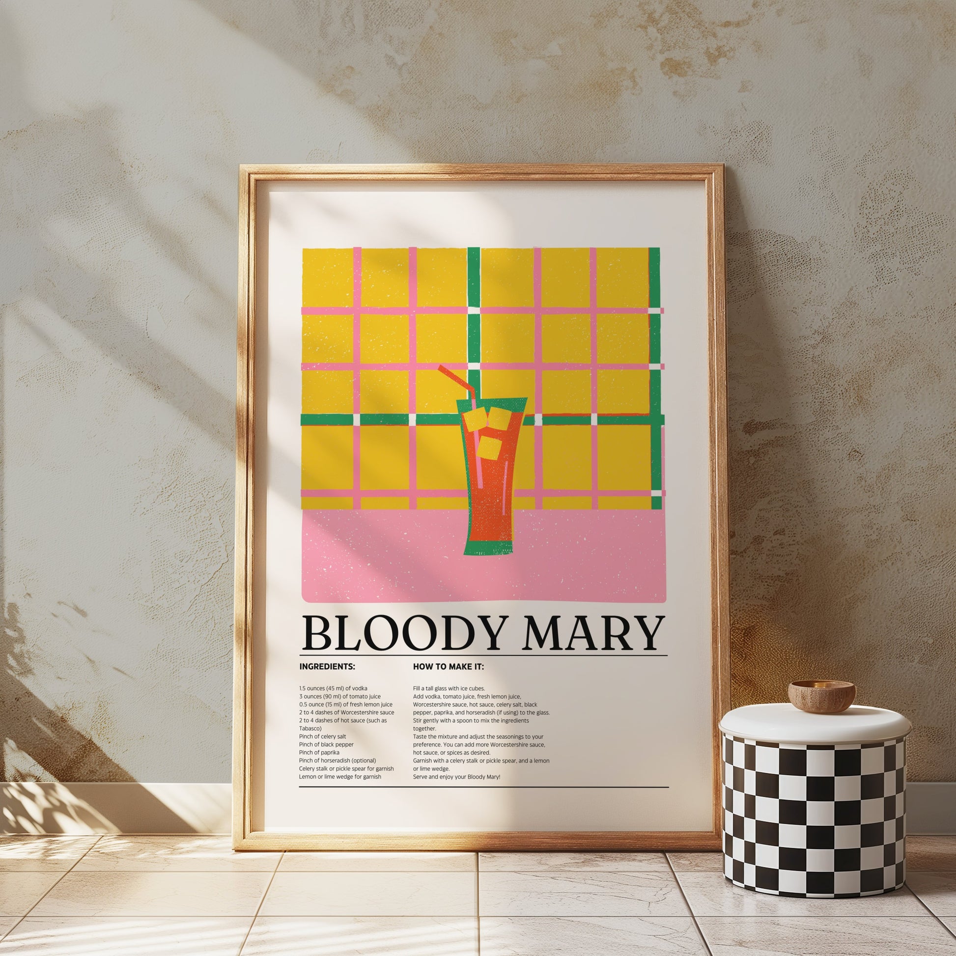 Premium Poster of Vibrant Bloody Mary Recipe Kitchen Wall Art Posters
