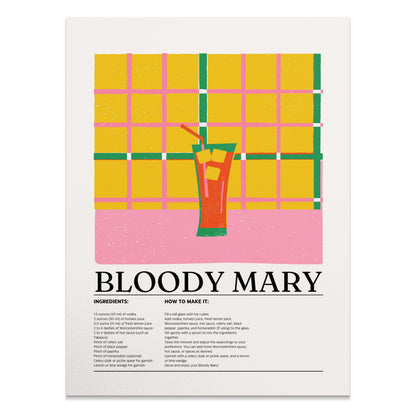 Premium Poster of Vibrant Bloody Mary Recipe Kitchen Wall Art Posters