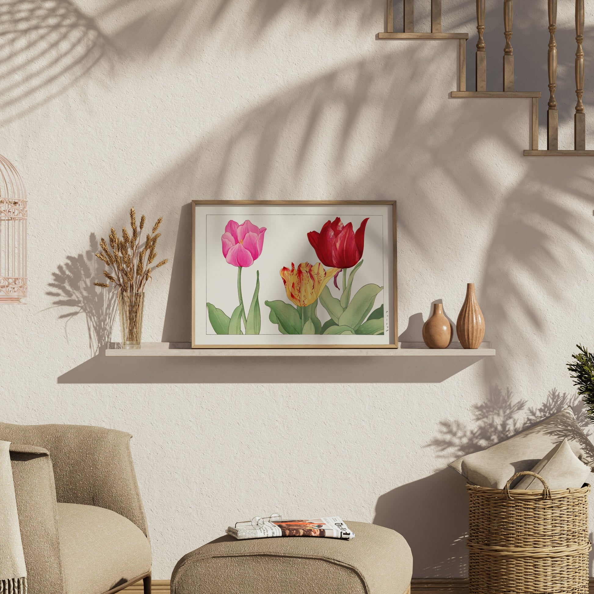 Premium Poster of Vibrant Botanical Print of Three Tulips Posters