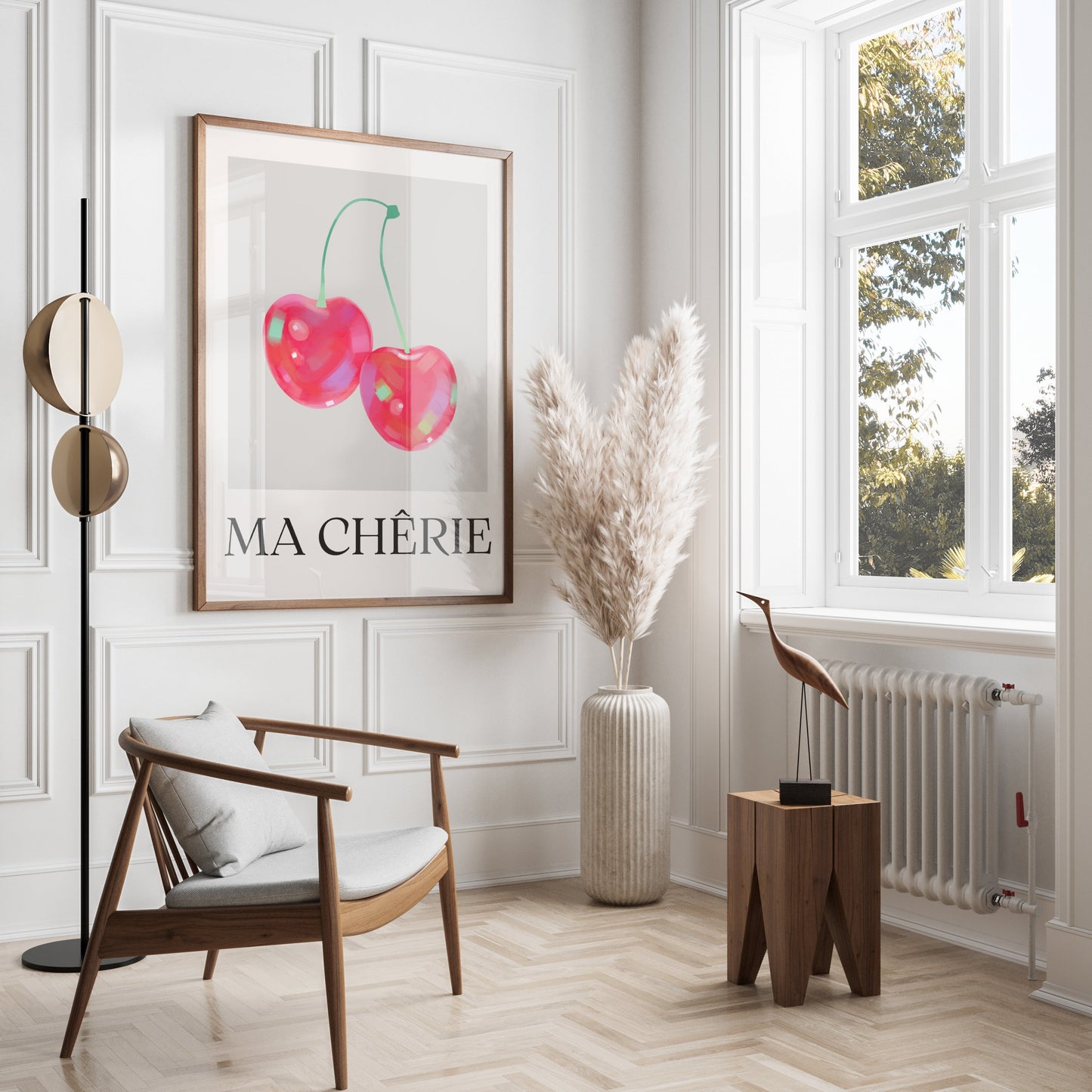 Premium Poster of Vibrant Cherry Image with Ma Chérie Text Posters
