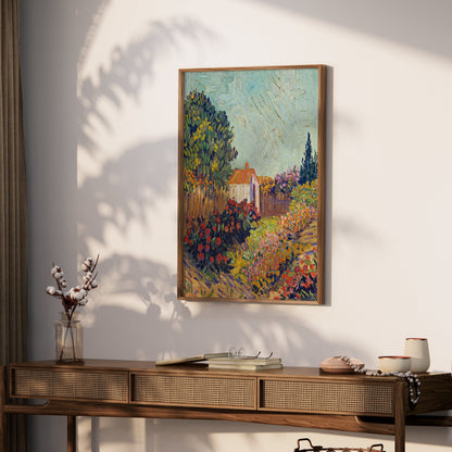 Premium Poster of Vibrant Colourful Garden and Cottage Landscape Posters