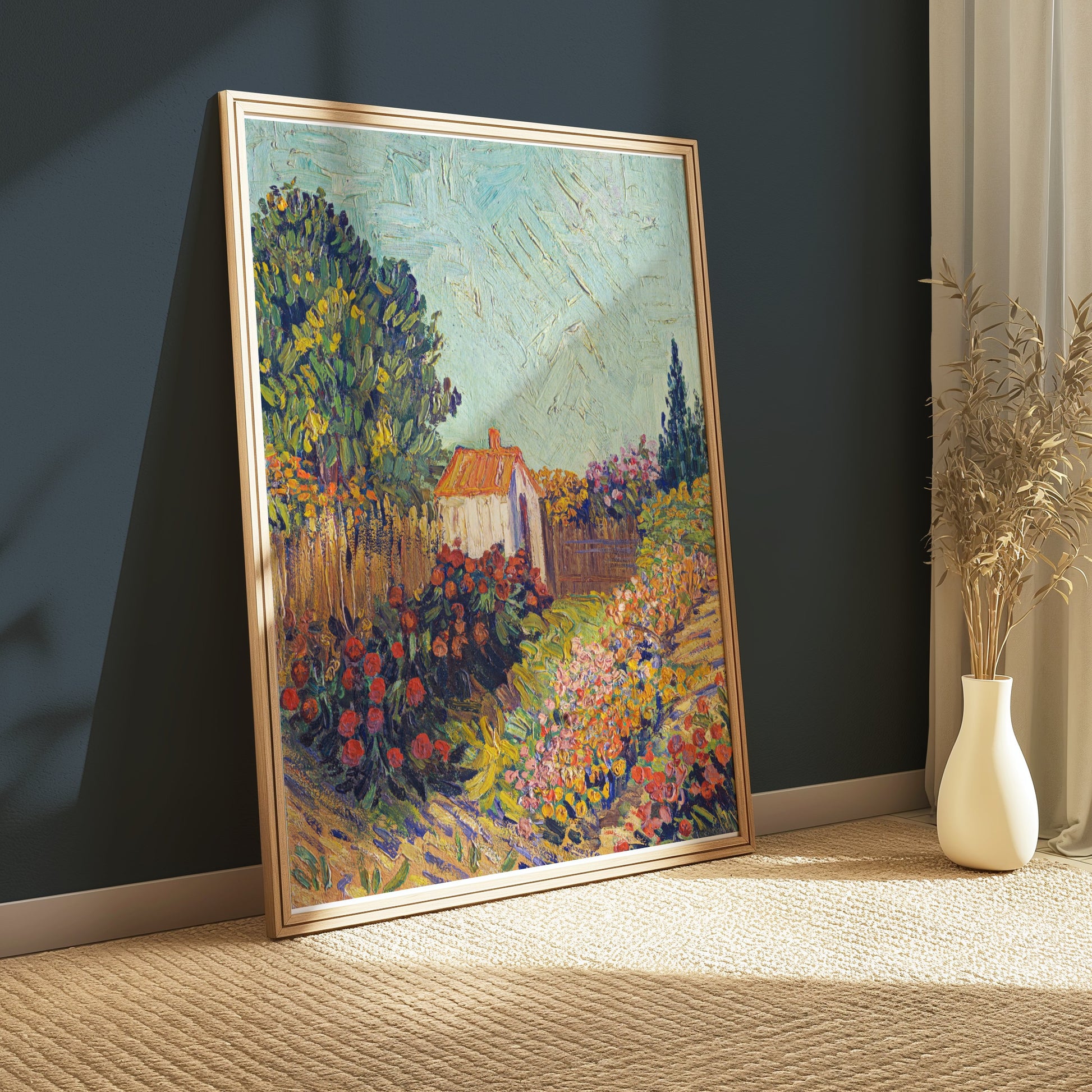 Premium Poster of Vibrant Colourful Garden and Cottage Landscape Posters