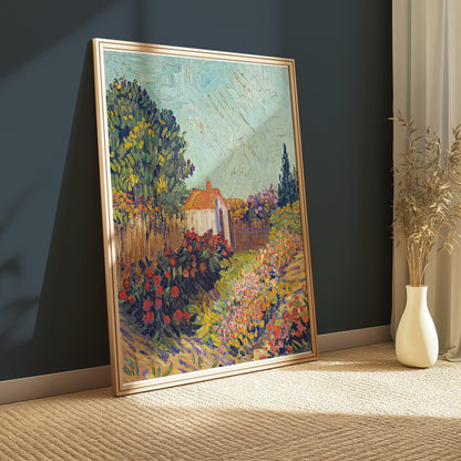 Premium Poster of Vibrant Colourful Garden and Cottage Landscape Posters