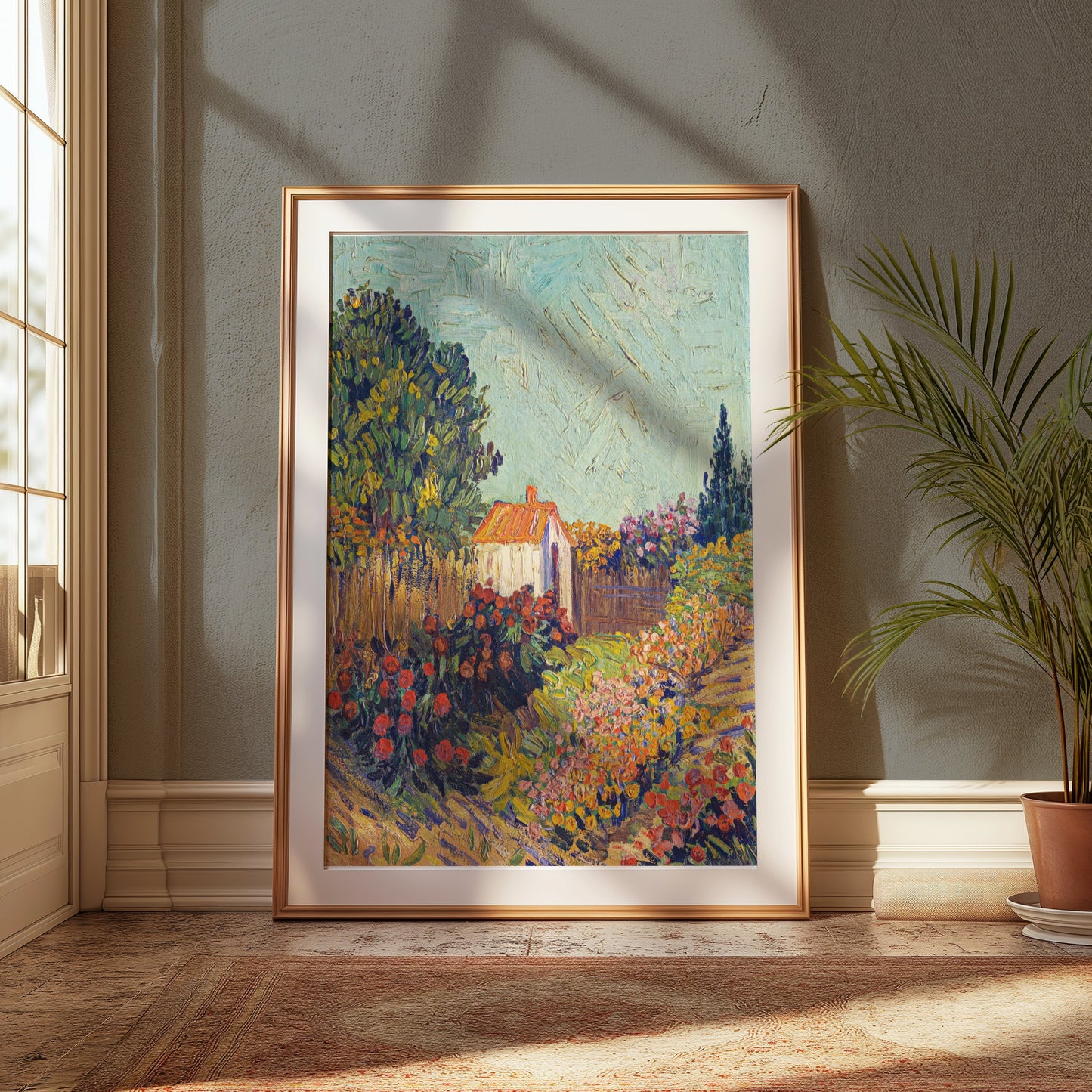 Premium Poster of Vibrant Colourful Garden and Cottage Landscape Posters