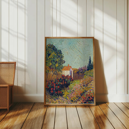 Premium Poster of Vibrant Colourful Garden and Cottage Landscape Posters