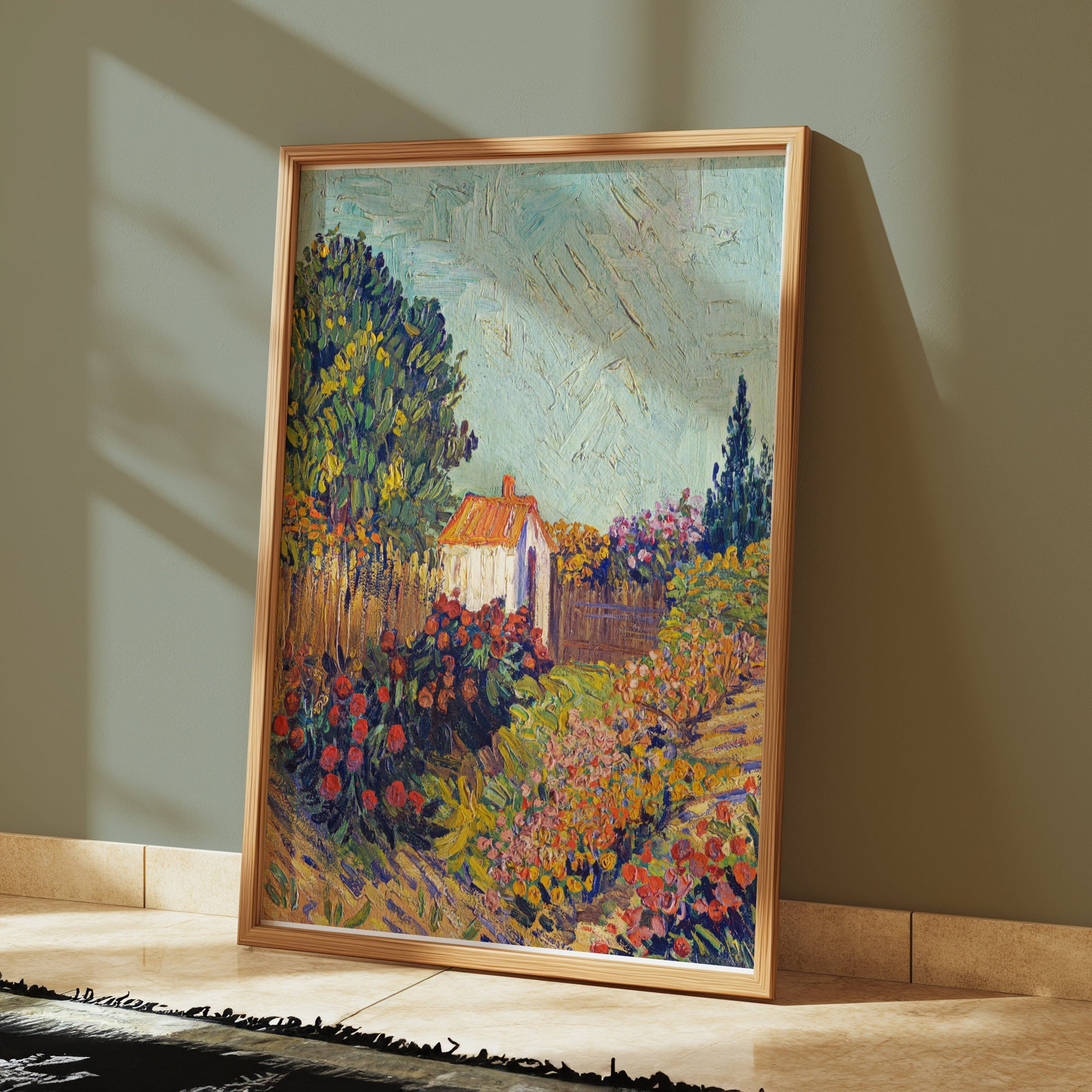 Premium Poster of Vibrant Colourful Garden and Cottage Landscape Posters