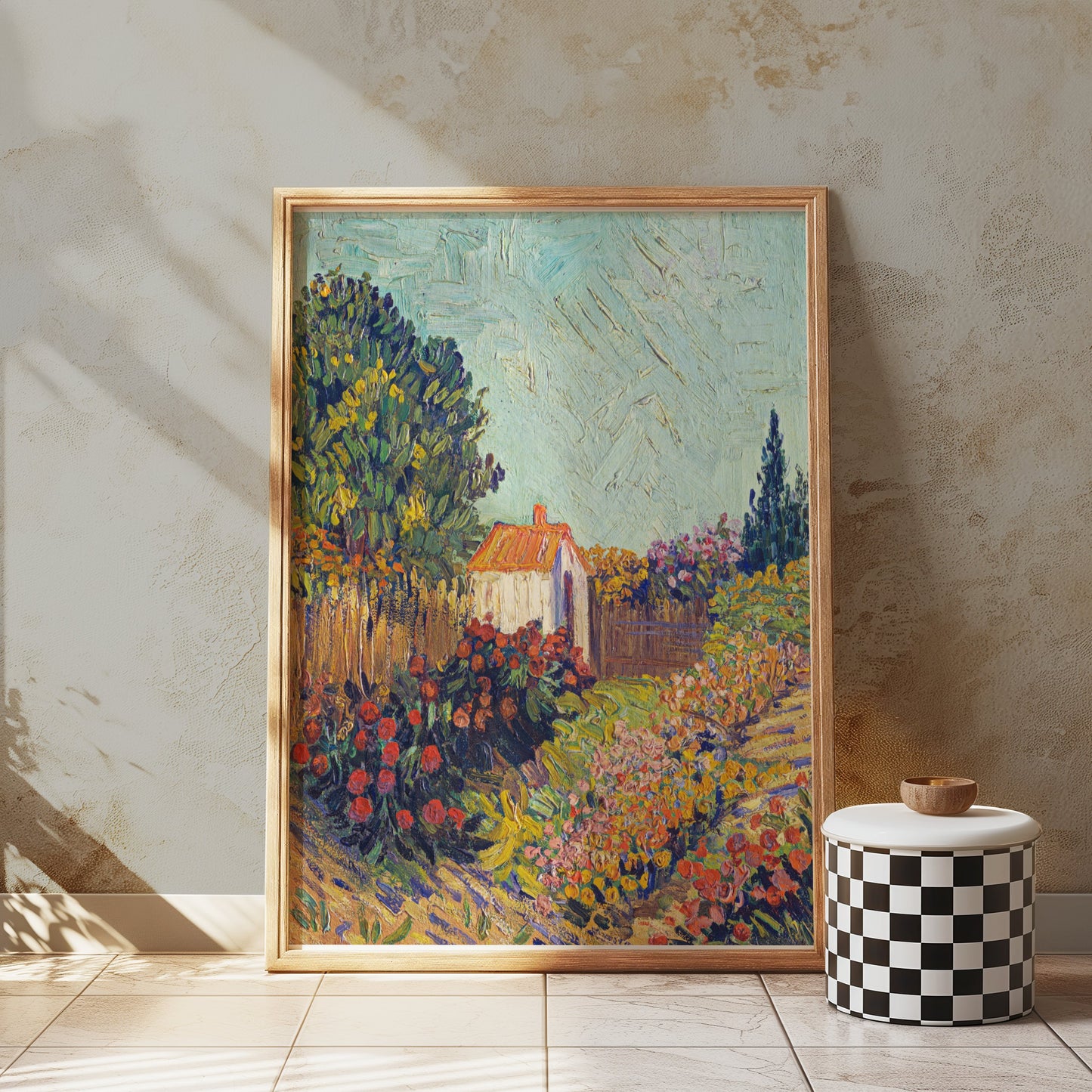 Premium Poster of Vibrant Colourful Garden and Cottage Landscape Posters
