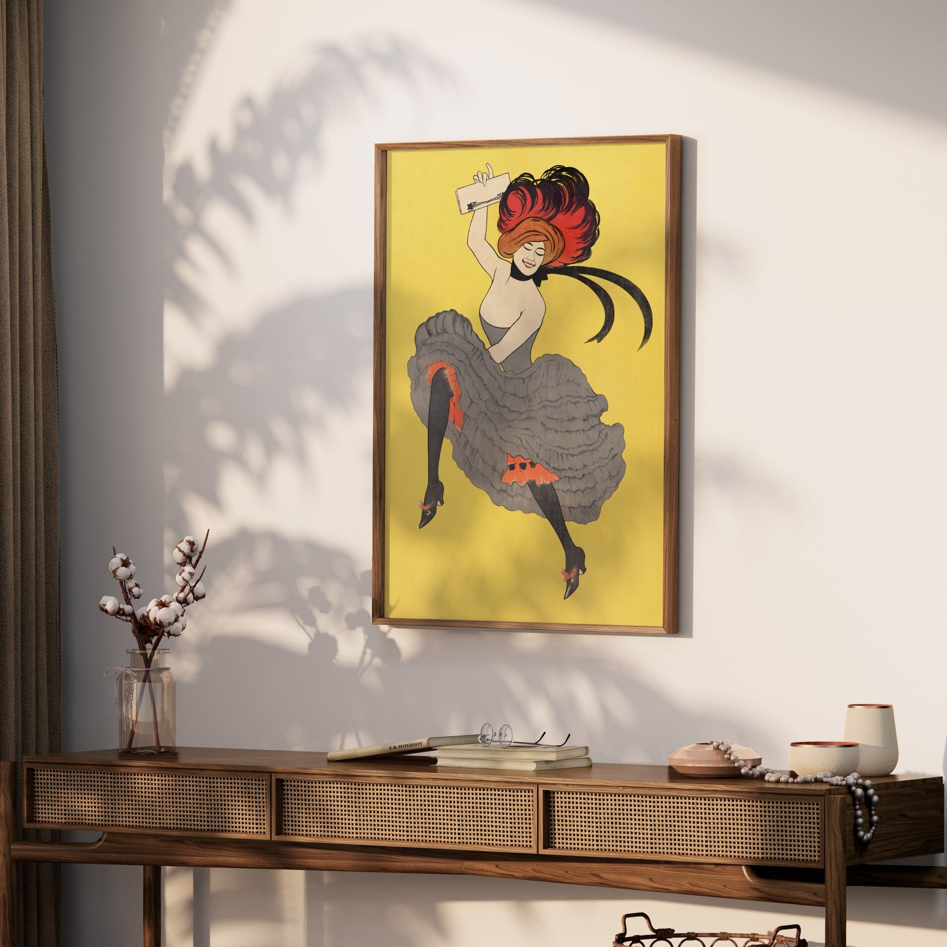 Premium Poster of Vibrant Dancing Lady with Red Hair Retro Chic Posters