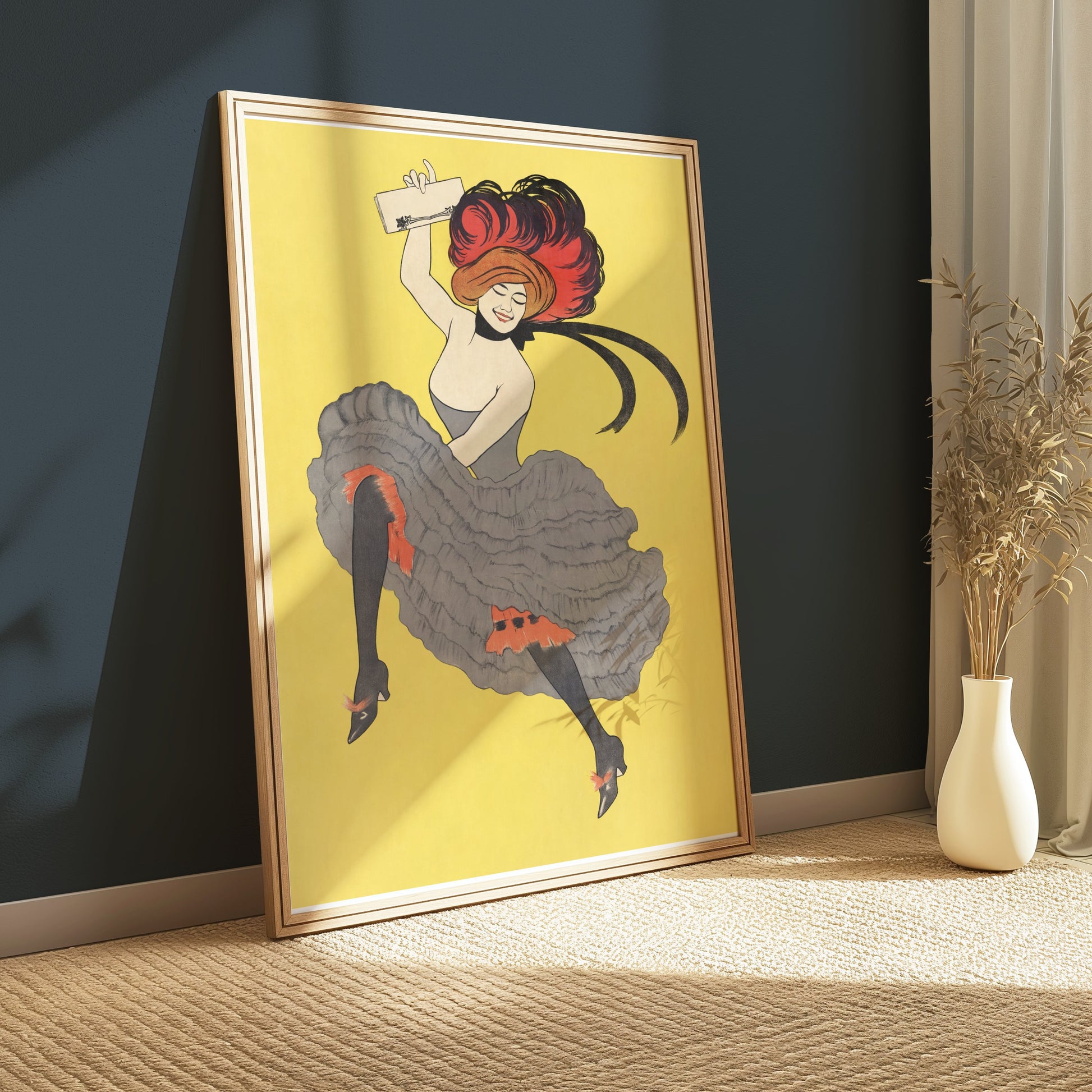 Premium Poster of Vibrant Dancing Lady with Red Hair Retro Chic Posters