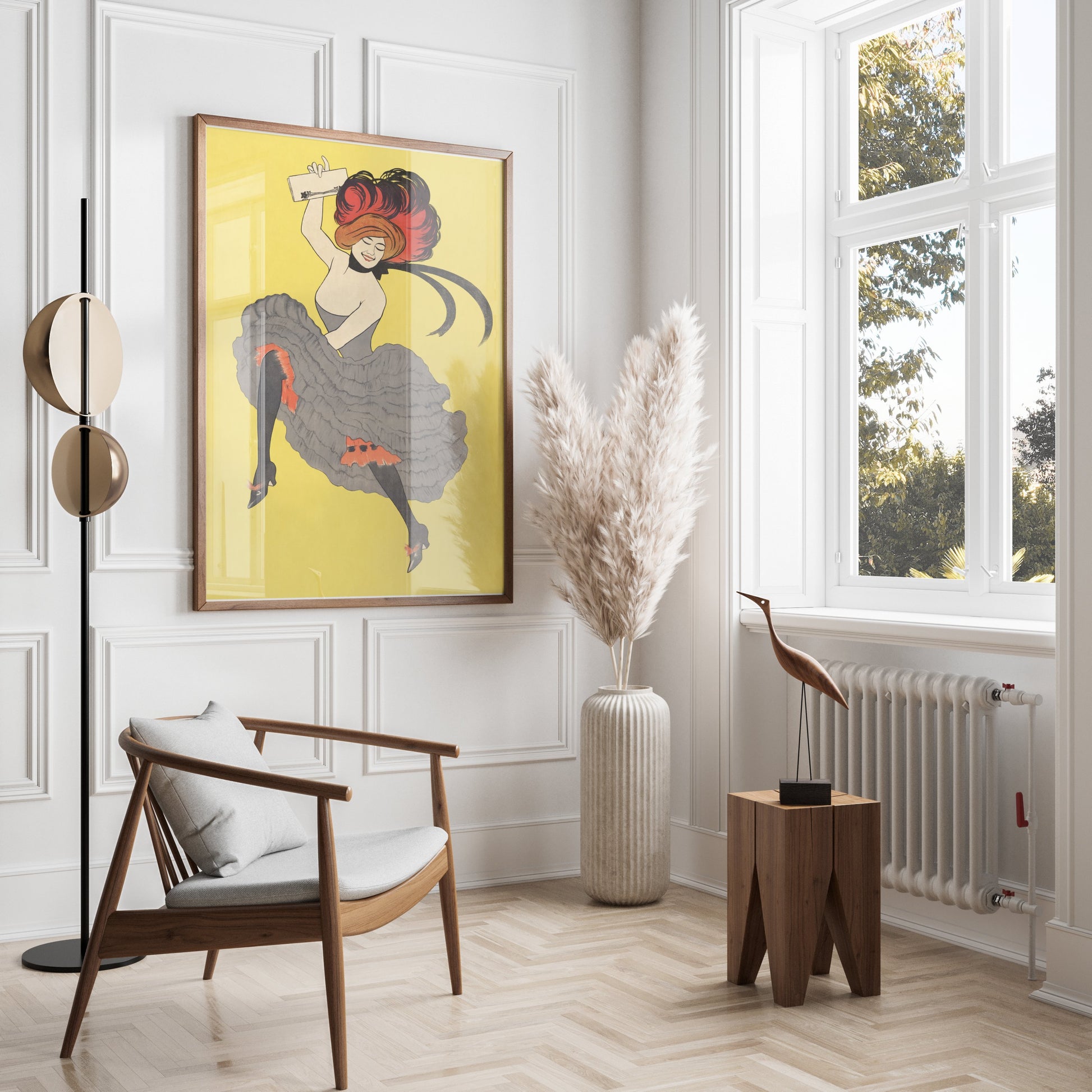Premium Poster of Vibrant Dancing Lady with Red Hair Retro Chic Posters