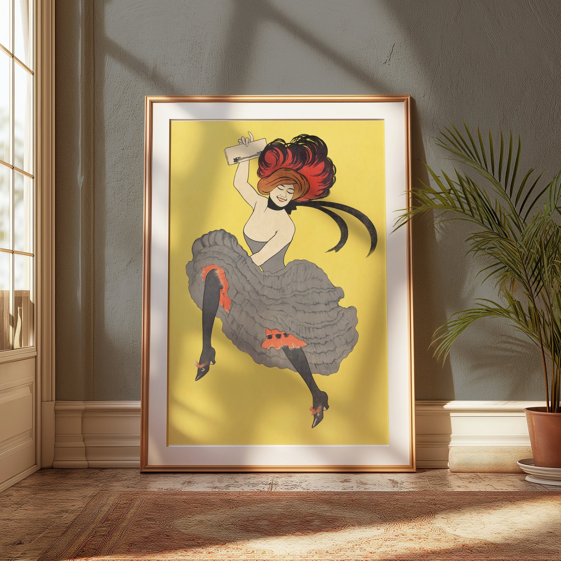 Premium Poster of Vibrant Dancing Lady with Red Hair Retro Chic Posters
