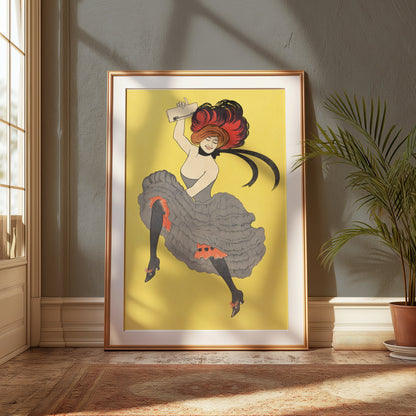 Premium Poster of Vibrant Dancing Lady with Red Hair Retro Chic Posters