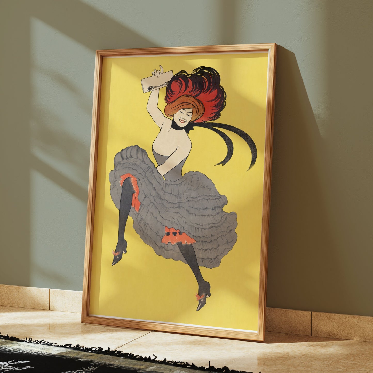 Premium Poster of Vibrant Dancing Lady with Red Hair Retro Chic Posters