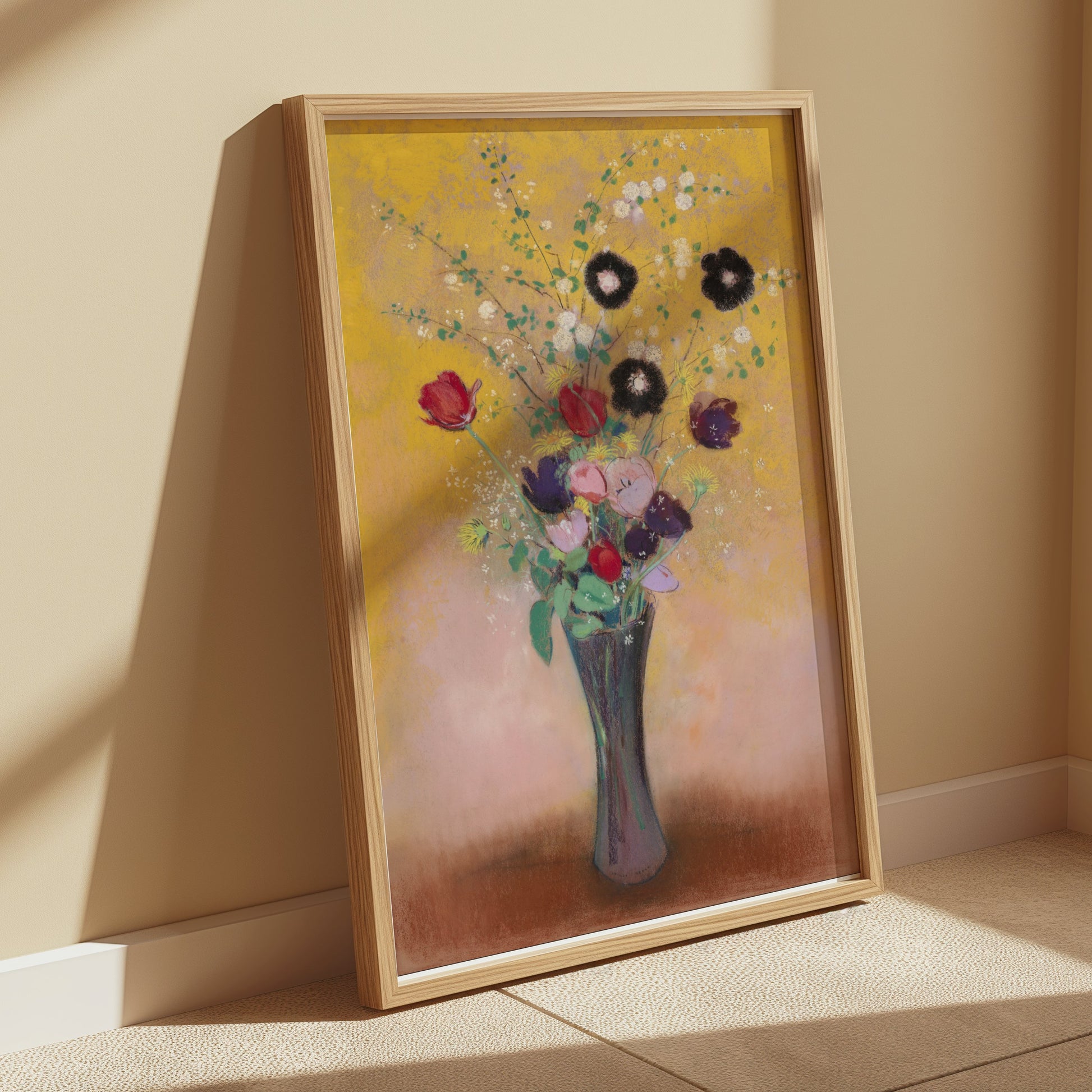 Premium Poster of Vibrant Floral Arrangement with Vase Art Print Posters