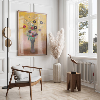 Premium Poster of Vibrant Floral Arrangement with Vase Art Print Posters