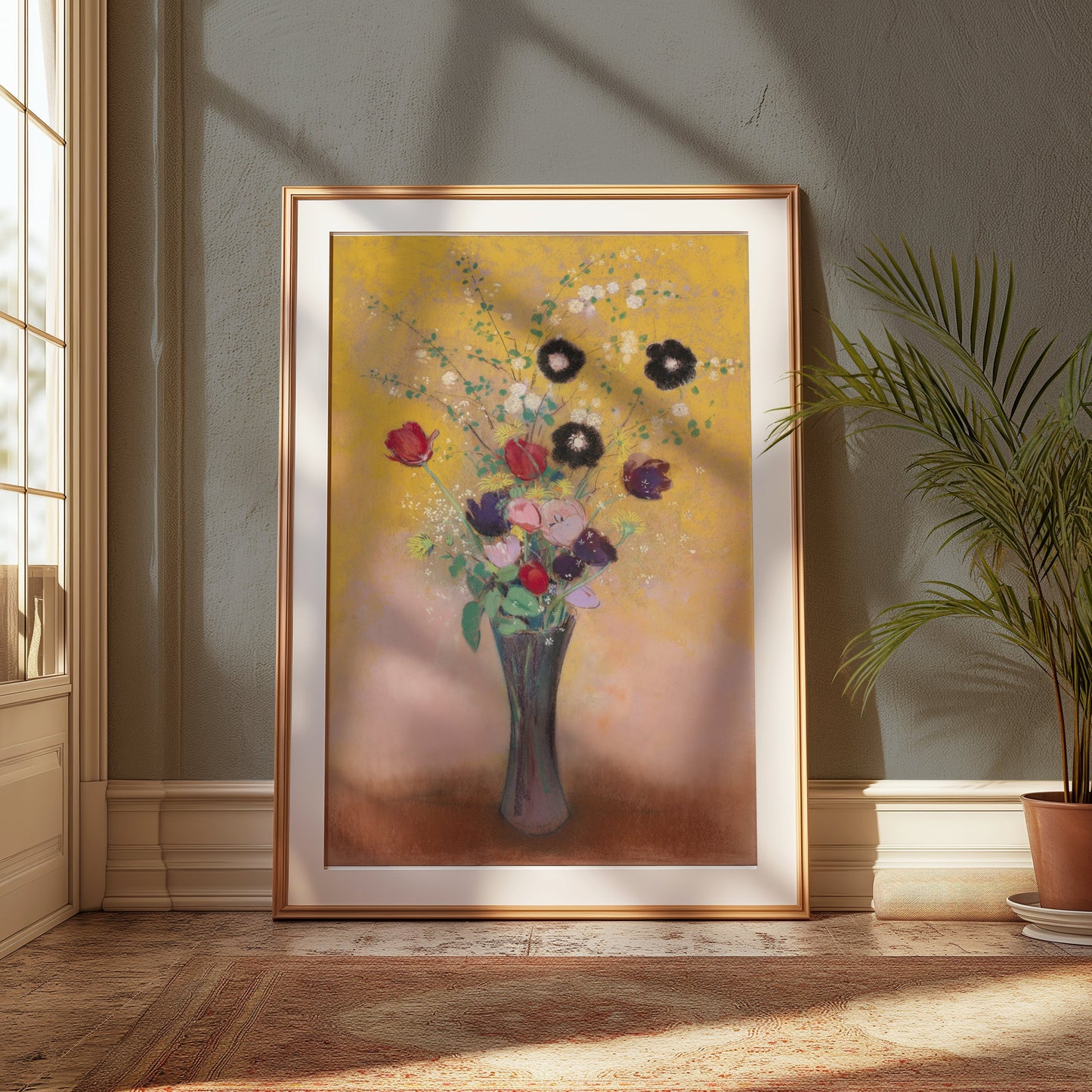 Premium Poster of Vibrant Floral Arrangement with Vase Art Print Posters