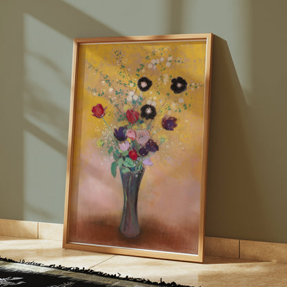 Premium Poster of Vibrant Floral Arrangement with Vase Art Print Posters