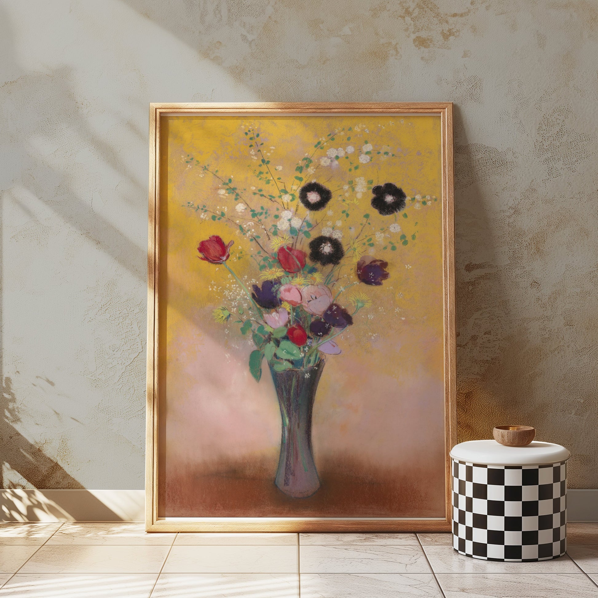 Premium Poster of Vibrant Floral Arrangement with Vase Art Print Posters