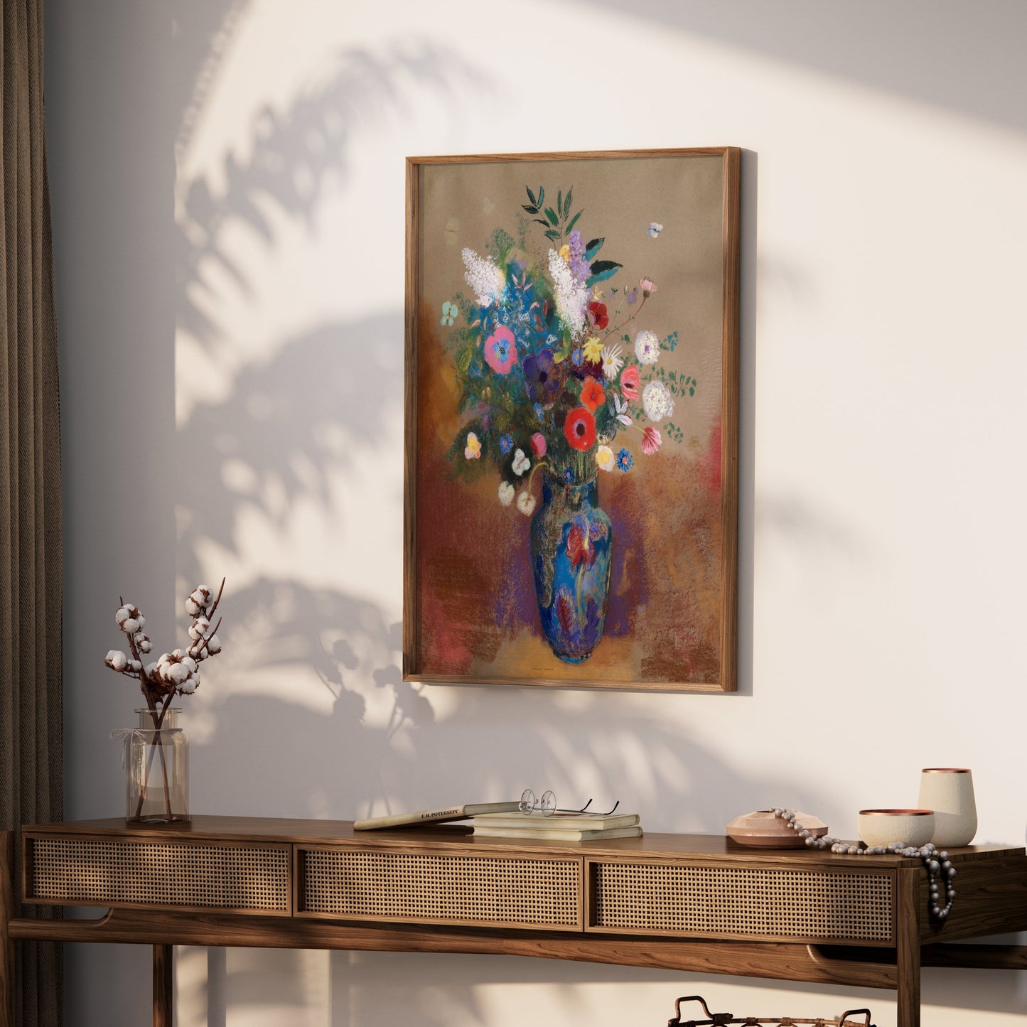 Premium Poster of Vibrant Floral Bouquet in Blue Vase Wall Art Posters